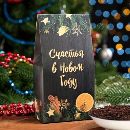 Black tea "Let the New Year bring good luck!" with cinnamon, mint and orange, 50 g