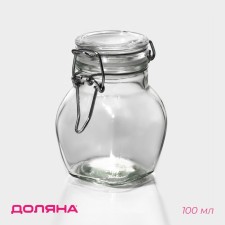 Баночка стеклянная для специй Доляна «Овал», 100 мл, 5,5×9 см, с бугельным замком