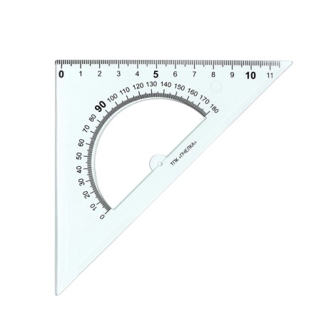 Triangle 12 cm, 45 °, calligrata, with a transporter, plastic, transparent mix-4