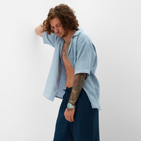 Men's shirt with short sleeve MIST R.56, blue-2