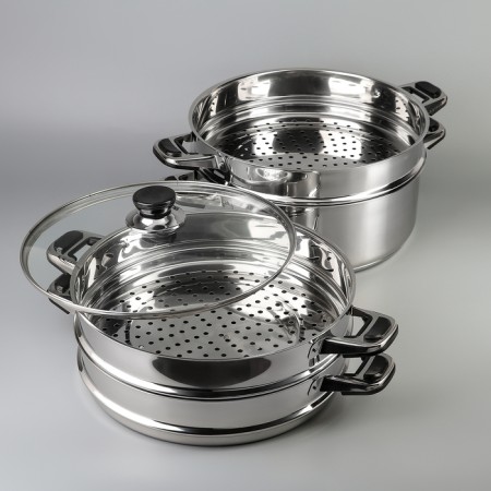 Altyn Mantock, 7 L, D = 30 cm, 3 sections, with a heat distribution layer, glass cover, induction-1