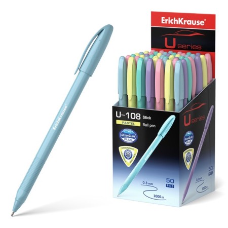 Ballic handle Erichkrause U-108 Pastel Stick 1.0, Ultra Glide, Blue Ink color