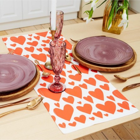 Red Hearts 30x70cm, 100% cotton, sarzha 190 g/m2