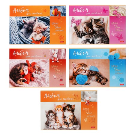Album for drawing A4, 16 sheets of "meow-coting", covered cardboard, block 100 g/m2, mix