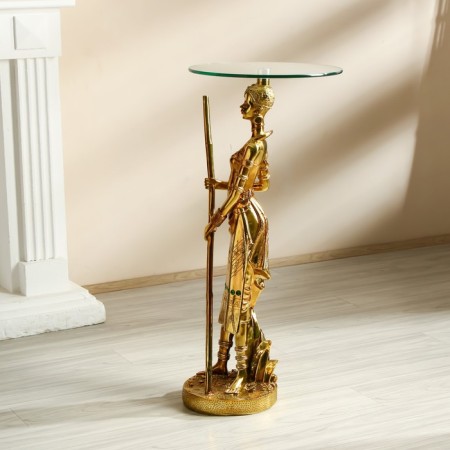 Decorative table "African" gold 38x38x85 cm-4