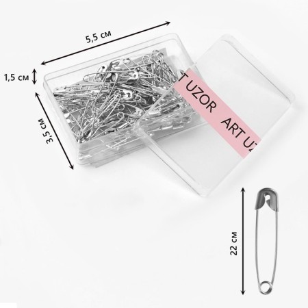 English pins, 22 mm, 80 pcs, silver color-3