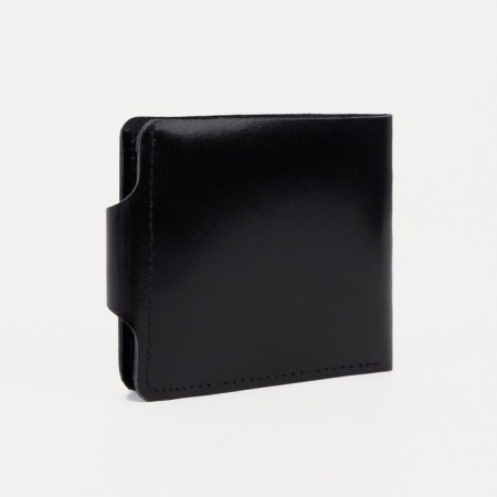 Male purse on a button, for bills, for cards, for coins, black color-1