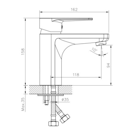 Decoroom DR72011 shell mixer, single -leaf, spout length 118 mm, chrome-1
