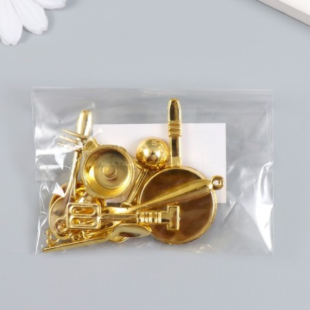 Decor for creativity PVC "Kitchen utensils" 11 objects gold 4x2x1 cm-3