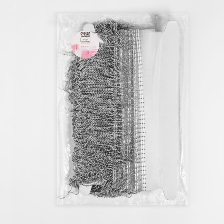 Metallized braid "fringe", 10 cm, 4.5 ± 0.5 m, white color-3