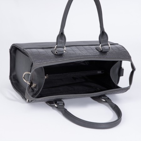 Women's bag El Masta with a zipper, external pocket, long belt, graphite color-6