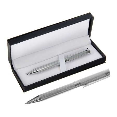 Gift handle, ballpoint, in the leatherette case, rotary, VIP case, silver case-1