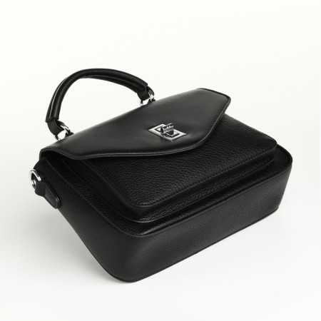 Women's bag on the Textura valve, small size, black color-4