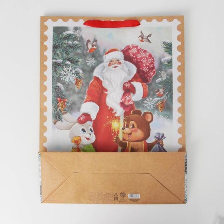 Craft vertical package “Grandfather Frost and animals”, l 31 x 40 x 11.5 cm, new year-5