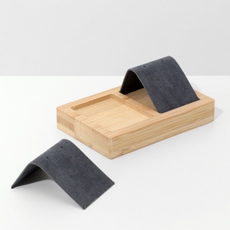 Earrings stand, wood, 2 pairs, 10.5 × 6.8 cm, black color-2