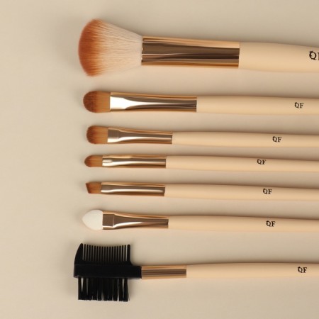 A set of makeup brushes "France", 7 items, on a button, beige/pink color-3