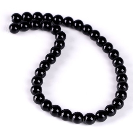 Beads made of natural stone "Black Agat" set 36 pcs., Size 1 pc. - 10 mm-1