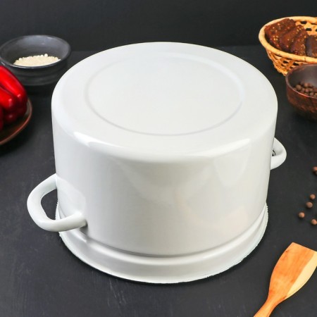 Cylindrical pan, 8 l, induction, without decolleys, white color-2