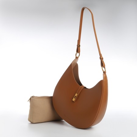Women's bag Textura, cosmetic bag, medium size, brown color-6