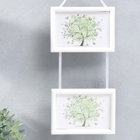 Double photo frame on braid L-4 10x15 cm white (plastic screen)