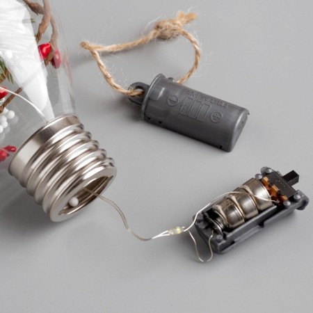 Christmas ball "spruce branch", batteries, 5 LED, white glow-4