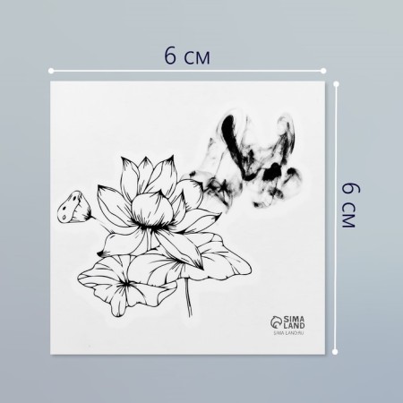 Black body tattoo “Black. Lotuses” 6x6 cm-1