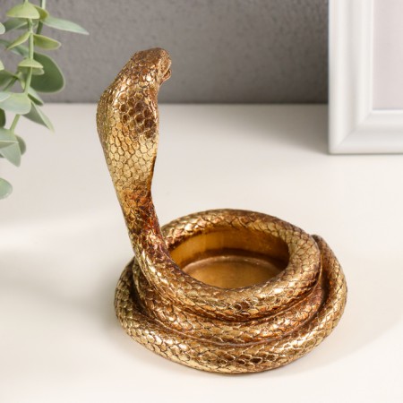 Polystone candlestick for 1 candle "cobra" gold 9.5x9x10.5 cm-1