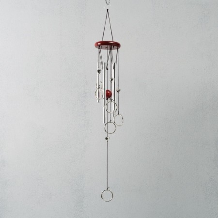 Wind Music Metal "Rings with hearts" 5 tubes 68 cm