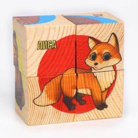 Natural wood cubes "Forest residents"-6