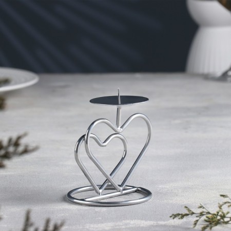 Valentine 3 candlestick for one candle, 10x10.7 cm, chrome-2