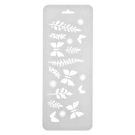 Plastic stencil "Butterflies and plants" 10 cm x25 cm-3