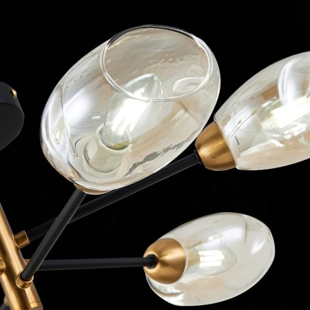 Ceiling EVOLUCE lamp. Sle155502-06. Gloa. 6x40 watts, E14, 68x68x22 cm, black color, brass-6