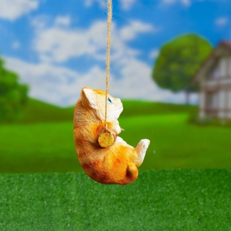 Suspended decor "kitten" 10x10x15cm red-1