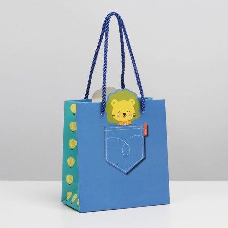 Gift package, packaging, “lion in a pocket”, 14 x 7 x 15 cm