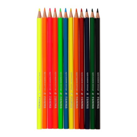Pencils 12 -cv (6 classic + 6 neon) gamut "Orange Sun", sharpened, cardboard packaging, euro suspension-1