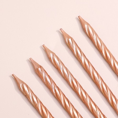 Set of candles for the cake "Spiral", 10 pcs, 6 cm, medium, champagne-2