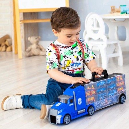 Auto -Vorot Case Givito "Police Plot", with cars, with tunnel, blue color, 54 cm-9
