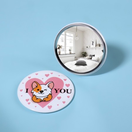 Pocket mirror “I love corgi”, d = 7 cm, multi -colored-2