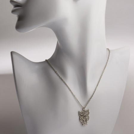 Owl of Owl Open -Wrike, white color in silver, 45 cm-3