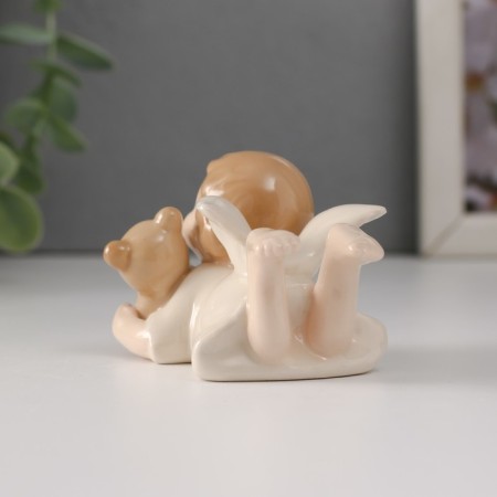 Souvenir Ceramics "Baby Angel lies with a teddy bear" 8.5x4.8x5 cm-2