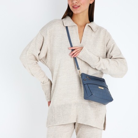 Bag Cross-Bodi with a zipper, blue color-7