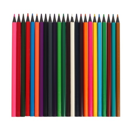 Pencils 24 colors in a tube, hexagonal housing, plastic, black base-1