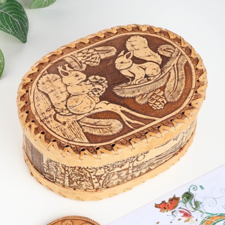 Casket "Squirrels", birch bark-2