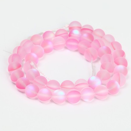 Busins ​​made of natural stone "Cat Eye", set 46 pcs., Size 1 pc. -8 mm, light pink-2