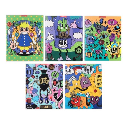 Notebook of 48 sheets in the "Absurd" cage, cover coated cardboard, twin uh varnish, mix