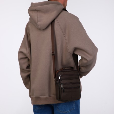 Male bag on lightning, long belt, brown color-5