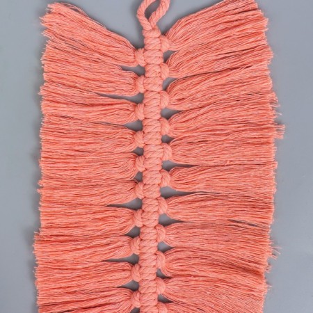 Panel wall in the technique of macram "leaf" Direct pink 30x15 cm-1
