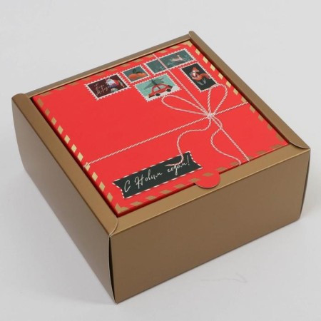 Folding box "New Year's Post", 15 x 15 x 7 cm, New Year