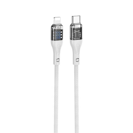 Hoco U115, Type -C - Lightning, 1.2 m, transparent data transmission, nylon braid, gray