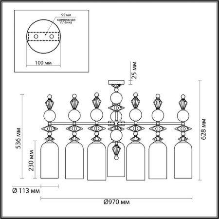 Bizet chandelier, 7x40W E14, color gold, IP20-1